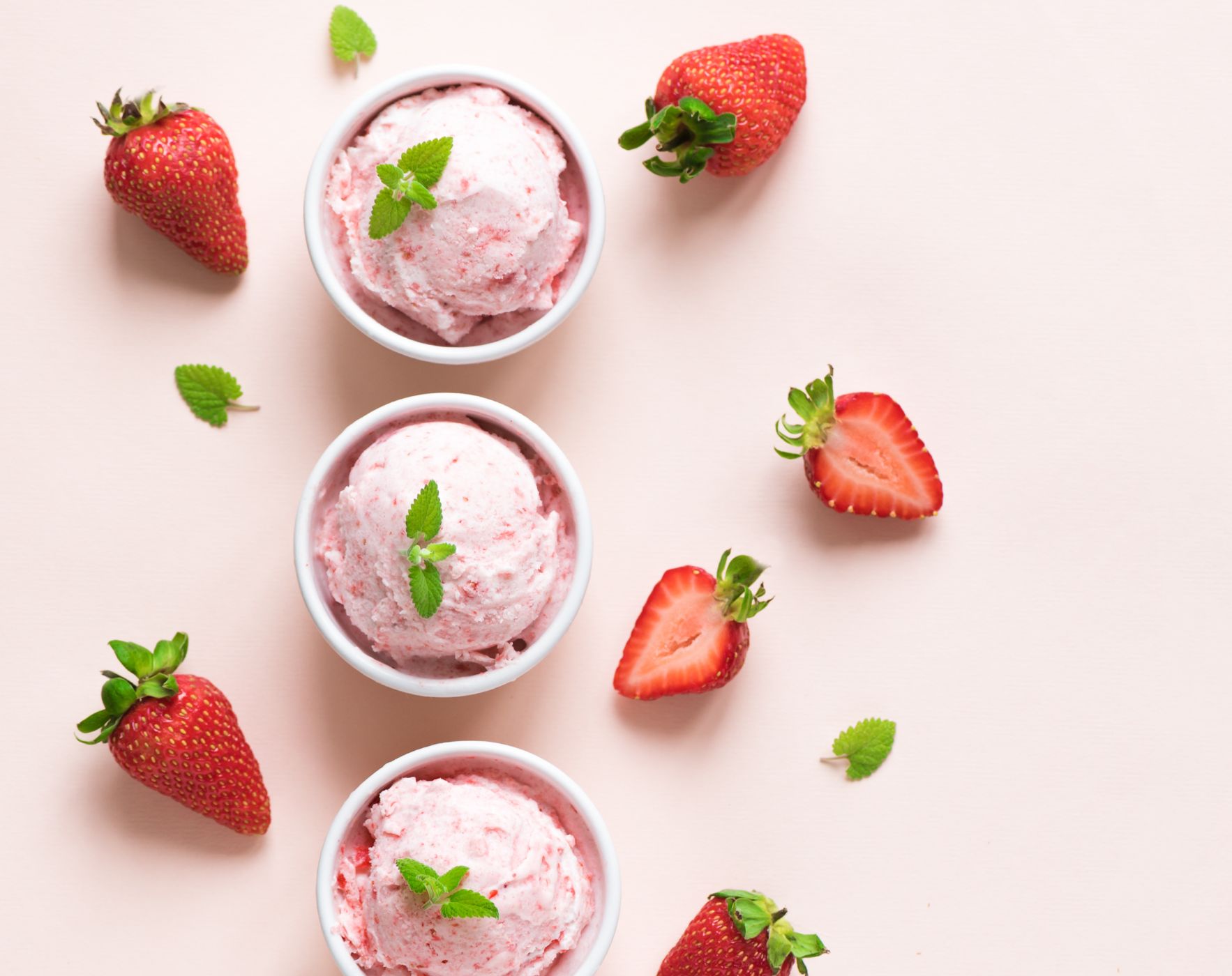 Bowls of colorful dairy-free ice cream alternatives, representing delicious and healthy dessert options for those on the Wahls Protocol or avoiding dairy with Multiple Sclerosis.